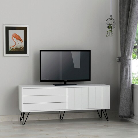 Comoda tv, decortie, picadilly tv stand, 139x57x36 cm, alb