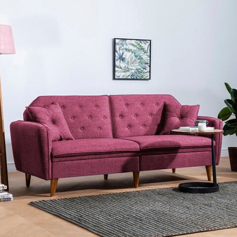 Canapea extensibila cu 3 locuri, unique design, 867unq1362, lemn de carpen, rosu claret