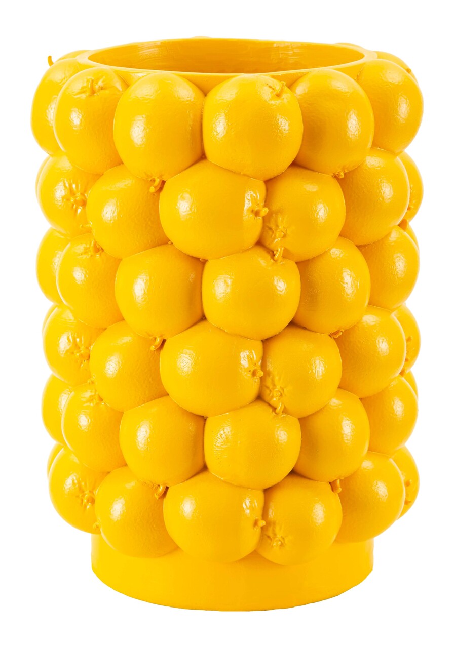 Suport ghiveci Lemons, Mauro Ferretti, 21x28 cm, polirasina, galben