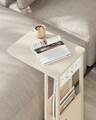 Masuta laterala C Shape, Vasagle, cu priza si porturi USB, 40x30x62 cm, PAL/otel, alb crem