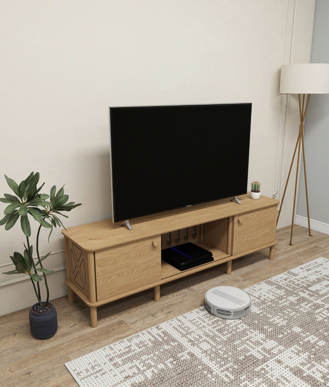Comoda TV, Hanah Home, Ontano, 160x.47x38 cm, Stejar - view 4