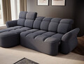 Coltar extensibil stanga 3 locuri ELTAP, Beneth, 301x185x115 cm, lemn/poliester, albastru