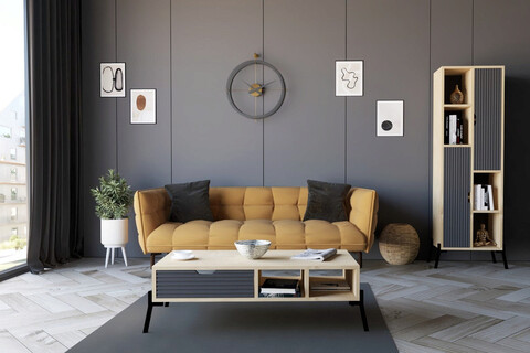 Masuta de cafea, puqa design, serpa, 100x28.2x50 cm, pal, stejar safir / antracit