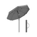Umbrela pentru terasa, gradina, plaja, Songmics, D160 cm,  protectie solara UPF 50+, gri