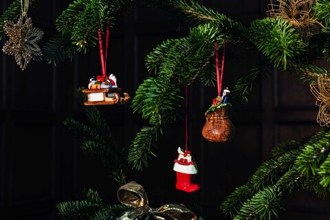 Set 3 globuri, Villeroy & Boch, Nostalgic Ornaments Christmas tree, 6.3 cm, portelan, pictat manual