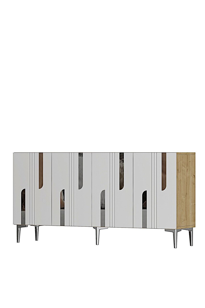 Consola, Hanah Home, Nota 150, 150x75x32 cm, Stejar Safir / Alb / Argintiu — imaginea 4