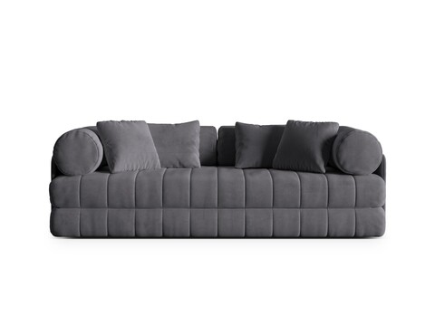 Canapea extensibila 3 locuri, Kemi, Cosmopolitan Design, 206x95x70 cm, catifea, gri inchis