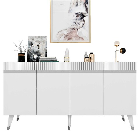 Set mobilier living, Olivia, Defne, PAL , Alb / Argintiu