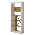 Corp biblioteca Viva, Pakoworld, 75.5x25x170 cm, PAL/metal, alb/sonoma
