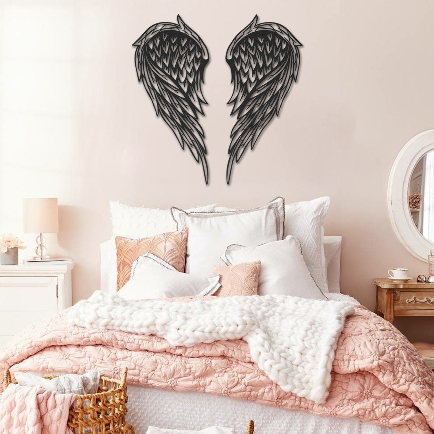 Decoratiune de perete, Angel Wings, Dimensiune: 46 x 99 cm (1 bucată), Negru
