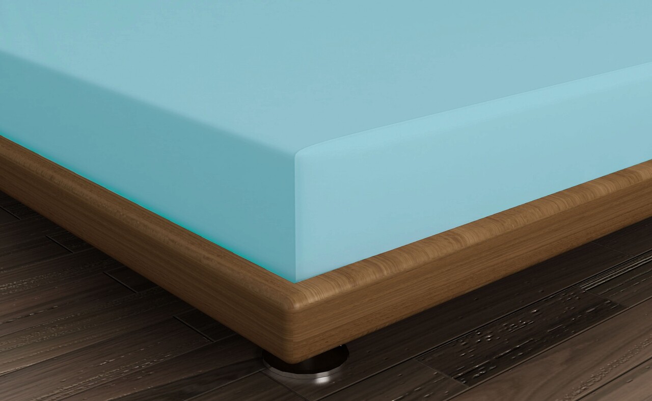 Cearceaf de pat cu elastic Ranforce Single Large (FR), L'essentiel Maison, Turquoise, Turcoaz - imagine 2