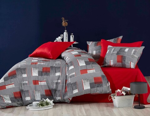 Lenjerie de pat dubla 3 piese, 478, Pearl Home, Poliester Satinat