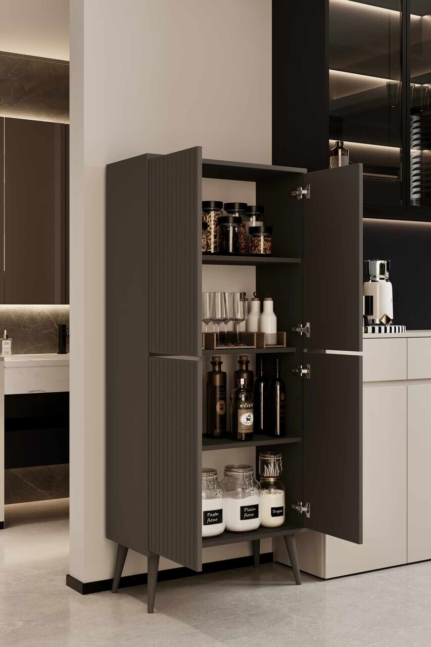 Dulap pentru bucatarie, Hanah Home, Capella, 69x158x32 cm, MDF, Gri - view 3
