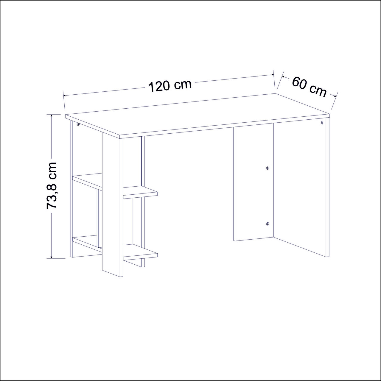 Birou, Inarch, Alya, 120x73.8x60 cm, Alb
