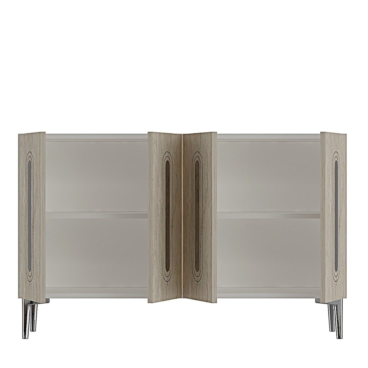 Consola, Hanah Home, Rany 120, 120x75x32 cm, White / Travertine / Silver - view 5