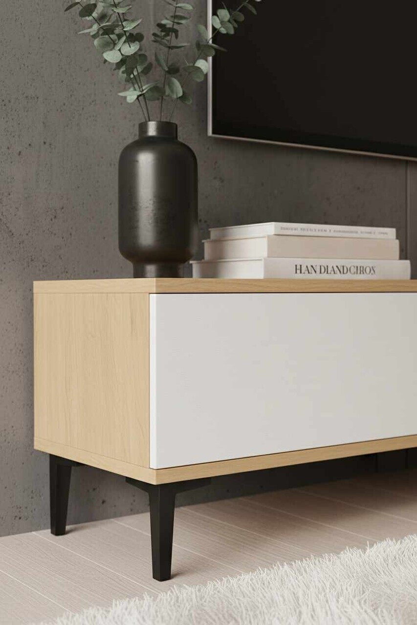Comoda TV, Hanah Home, Didema 180, 180x40.5x30 cm, Stejar Safir / Alb — imaginea 4