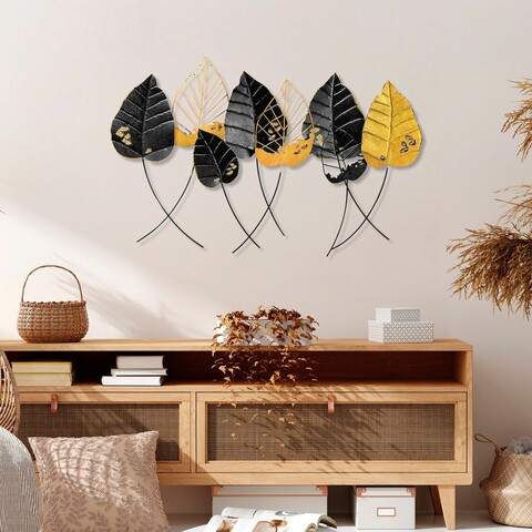Decoratiune de perete, casting leaf, metal, dimensiune: 112 x 67 cm, multicolor