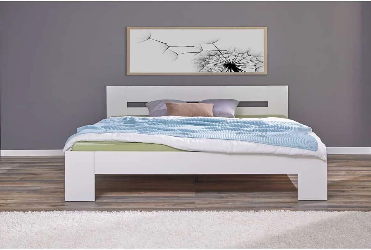 Pat dublu, 180x200 cm, Annik, Inter Link, lemn, alb - imagine 8