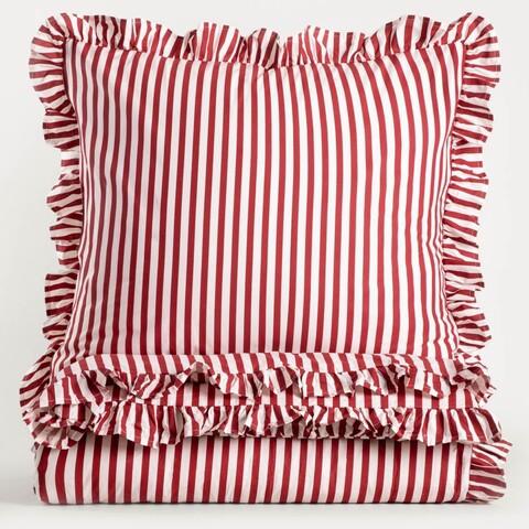 Lenjerie de pat dubla Trudy, Homla, 3 piese, 160x200 cm, bumbac, rosu/alb