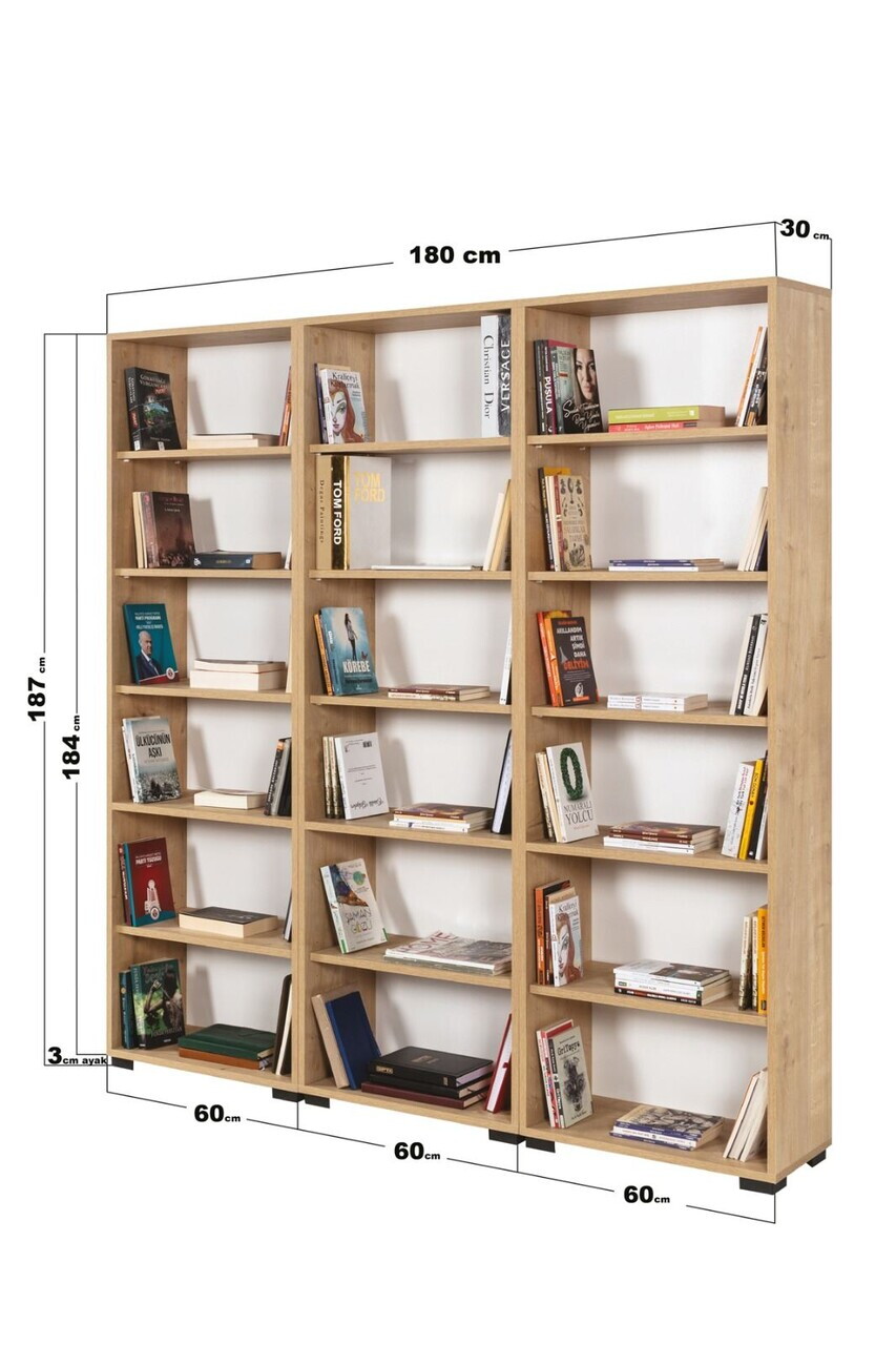 Corp biblioteca, Hanah Home, Evm 8322, 180x187x30 cm, PAL, Maro — imaginea 4