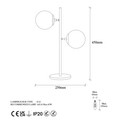 Lampa de masa, Fulgor, 942FLG1816, Metal, Negru / Auriu / Alb