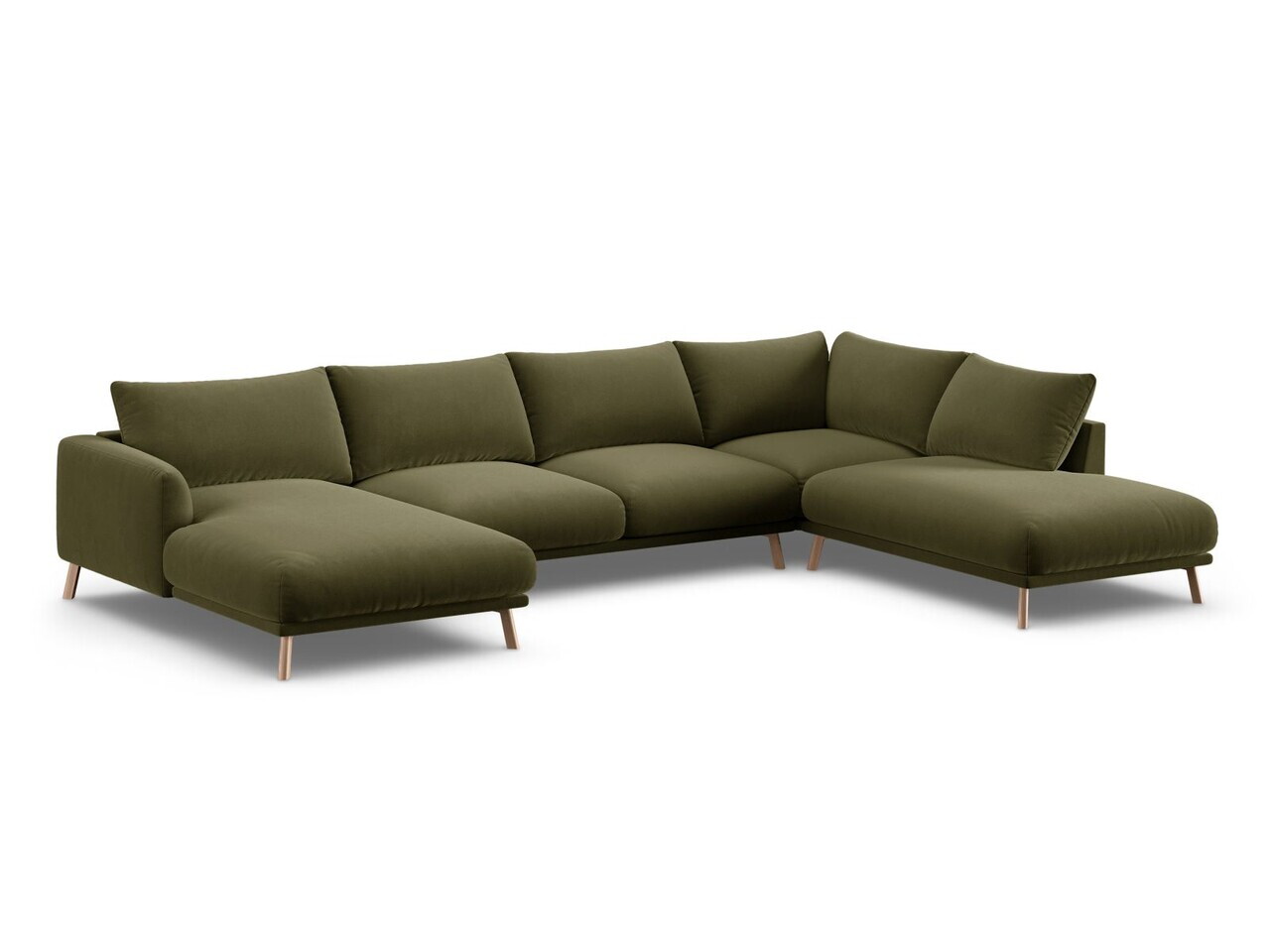 Coltar panoramic dreapta 6 locuri, Naomi, Micadoni Home, 365x235x75 cm, catifea, verde — imaginea 3