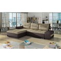 Coltar extensibil stanga 4 locuri ELTAP, Ov02, Ottavio, 275x180x85 cm, lemn/poliester, bej inchis/maro inchis