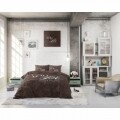 Lenjerie de pat pentru doua persoane Love for you and me Taupe, Royal Textile,  100% bumbac
