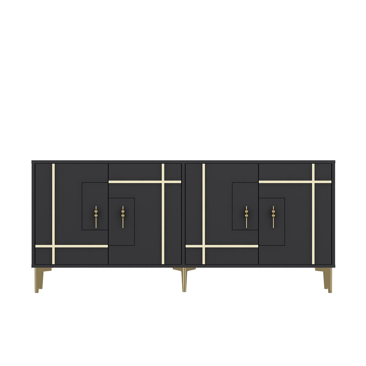 Consola, Hanah Home, Simge, 180x78.6x35 cm, PAL , Antracit / Aur - view 3