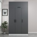 Dulap pentru haine, Minerva, Minar 3 Kapak 2 Çekmece 255, 135x255x52 cm, PAL, Alb / Antracit