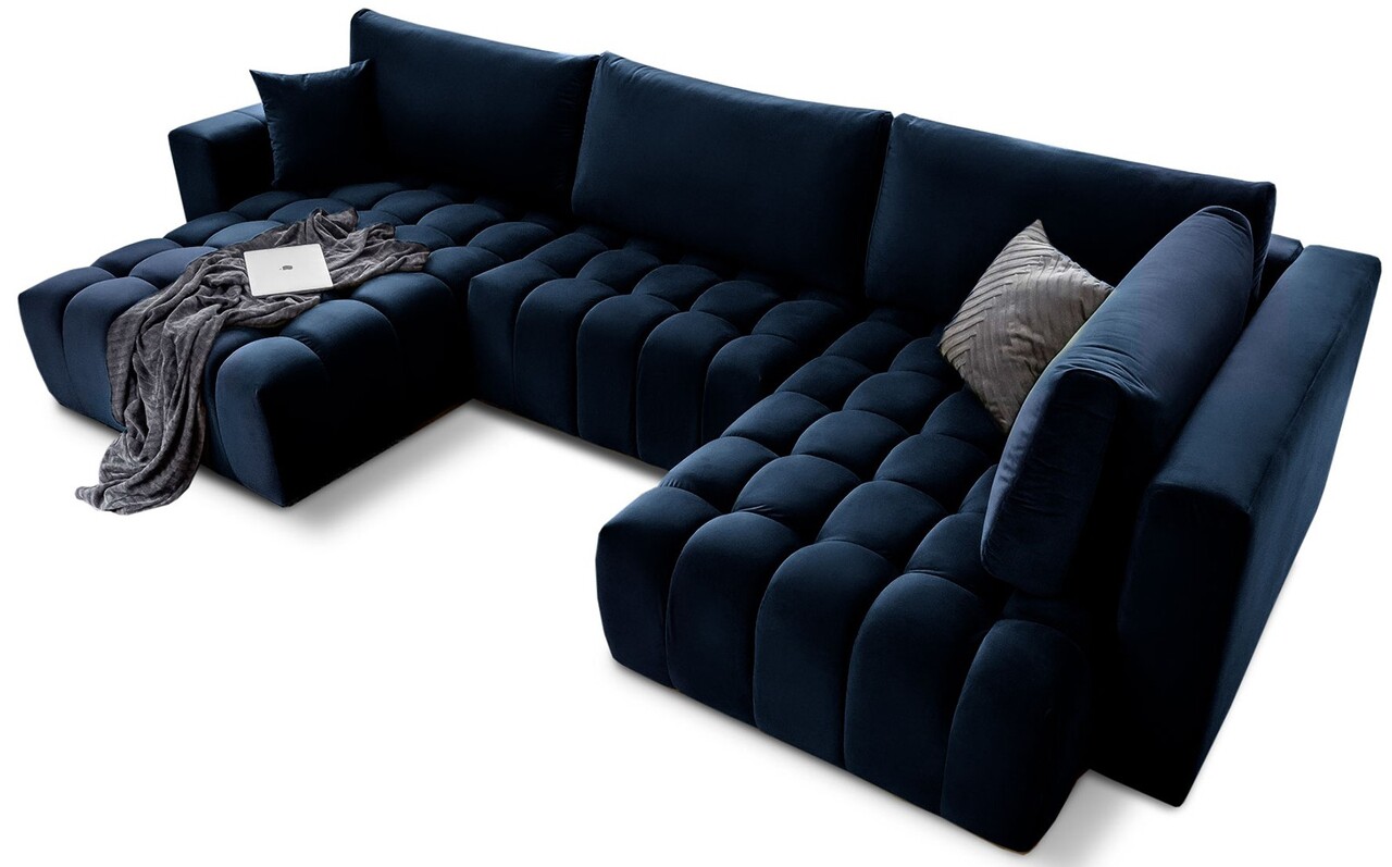 Coltar extensibil stanga 6 locuri ELTAP, LT-40LO, Bonito, 350x175x92 cm, lemn/poliester, albastru inchis - 1 | YEO