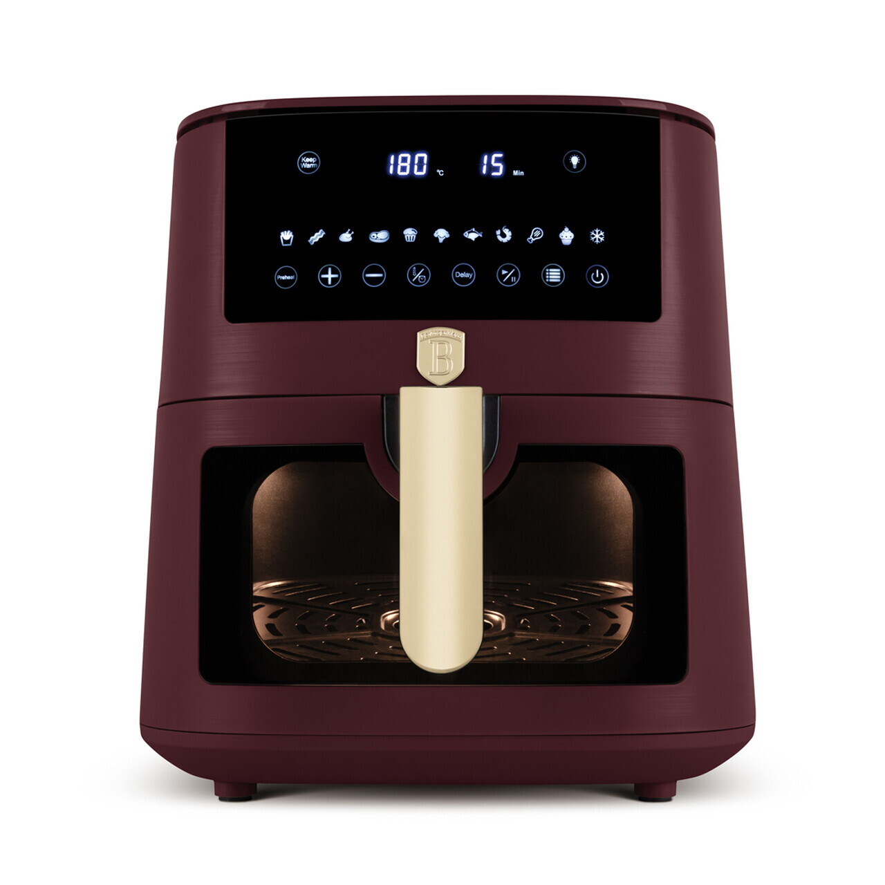 Friteuza cu aer cald si fereastra Berlinger Haus, Leonardo, 38.8x30x32.4 cm, 8 L, 1650W, visiniu mat - imagine 5