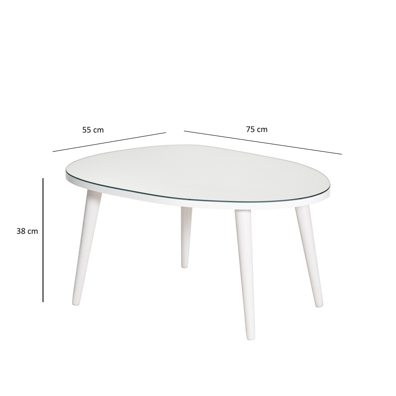 Masuta de cafea, Neostill, Gusto, 75x38x55 cm, Sticla temperata , Alb