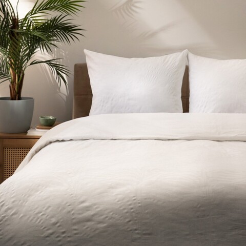Lenjerie de pat King Size, Lyra, Homla, 3 piese, 200x220 cm, bumbac, alb
