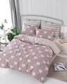 Lenjerie de pat dubla, Eponj Home, Herz 143EPJ24413, 3 piese, amestec bumbac, roz/alb