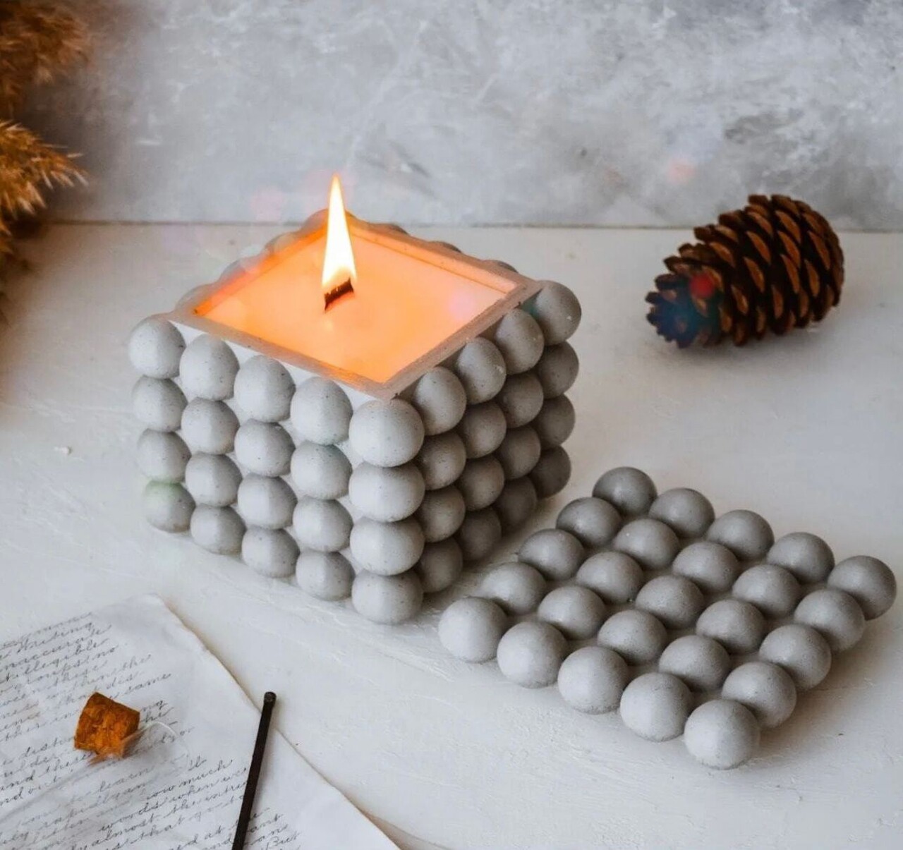 Lumanare, Ers1258, 12x12 cm, Gri