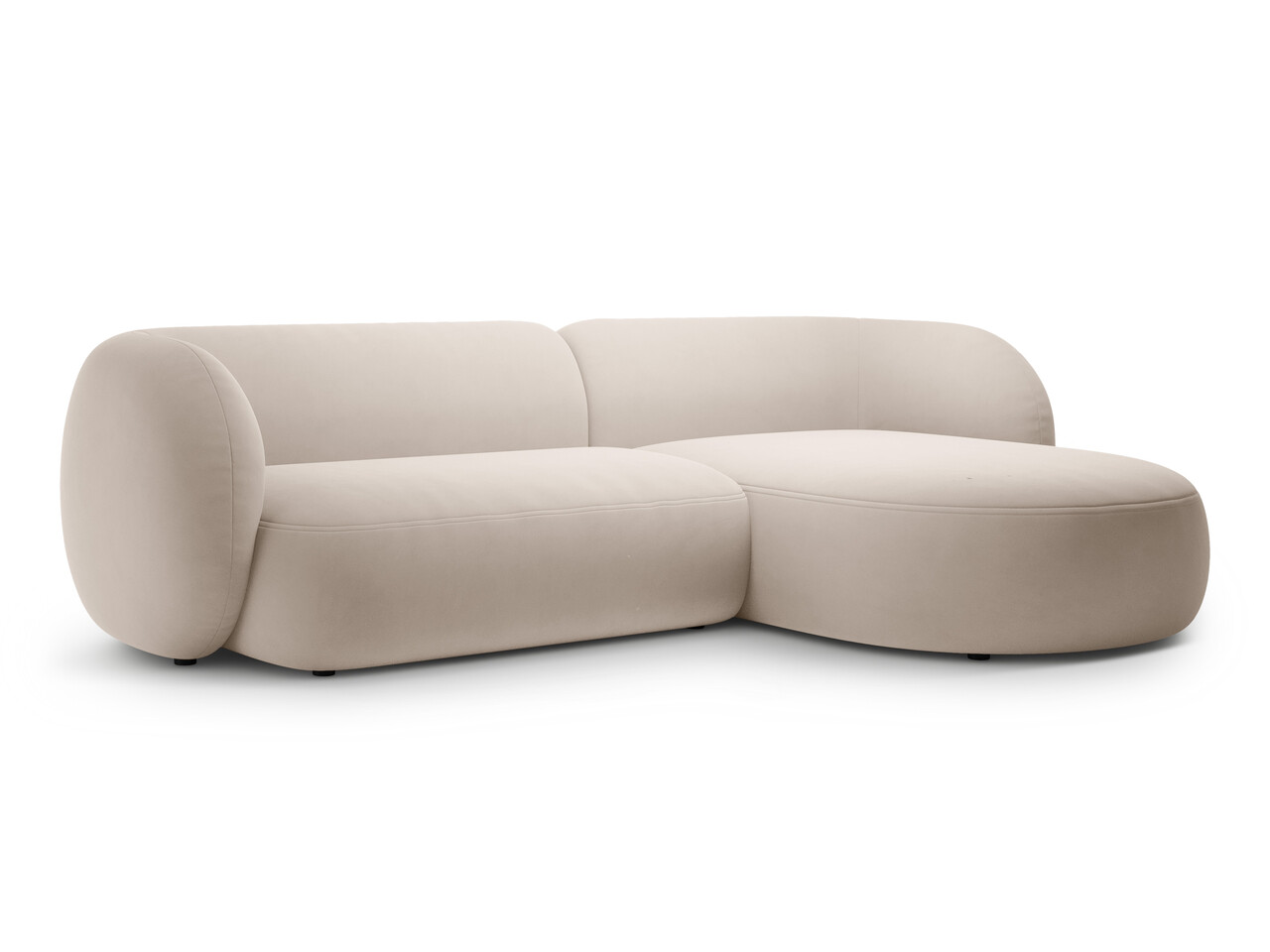 Coltar dreapta 3 locuri, Kate, Micadoni, 285x176x76 cm, catifea, bej - 1 | YEO