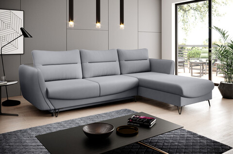 Coltar extensibil dreapta 3 locuri ELTAP, RT-04PO, Silva, 276x201x100 cm, lemn/poliester, gri deschis