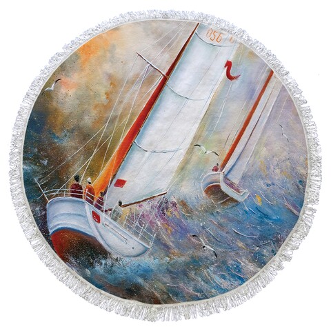 Prosop de plaja Ship in Storm, Oyo Concept, Ø155 cm, policoton, multicolor