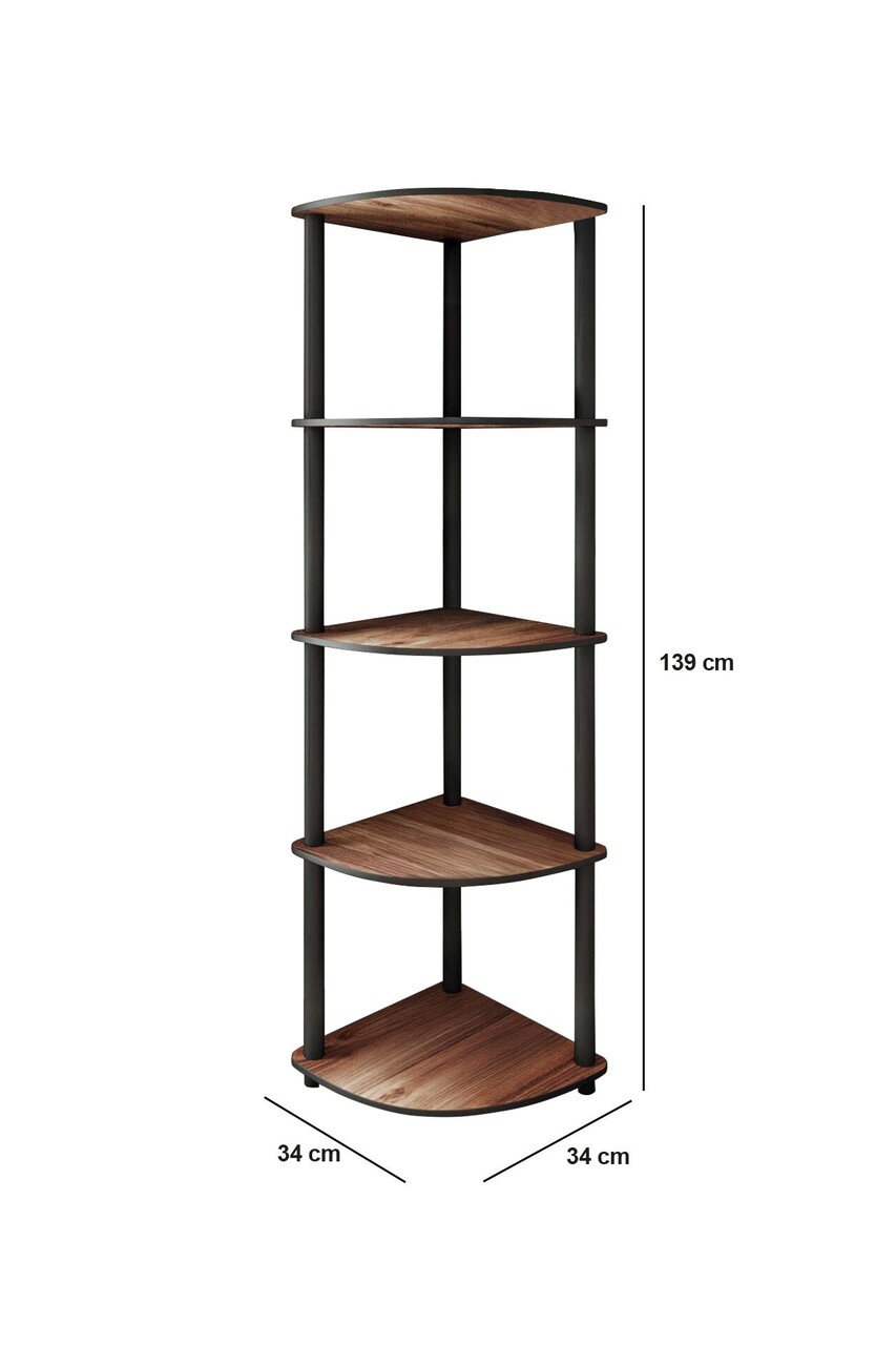Corp biblioteca, Poter, Bookcase 5 Corner, 34x139x34 cm, MDF , Maro