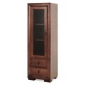 Vitrina cu 1 usa si 2 sertare, Luvru, L.60 l.50 H.190, mdf/pal/furnir de fag, maro