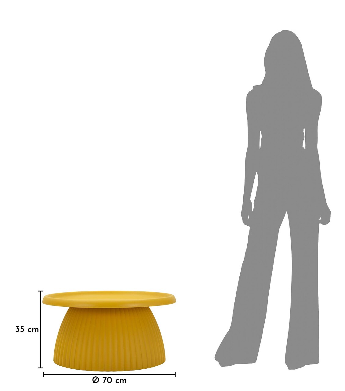 Masuta de cafea, Mauro Ferretti, Geax, 70x35 cm, utilizare interior / exterior,  plastic, mustar - view 2