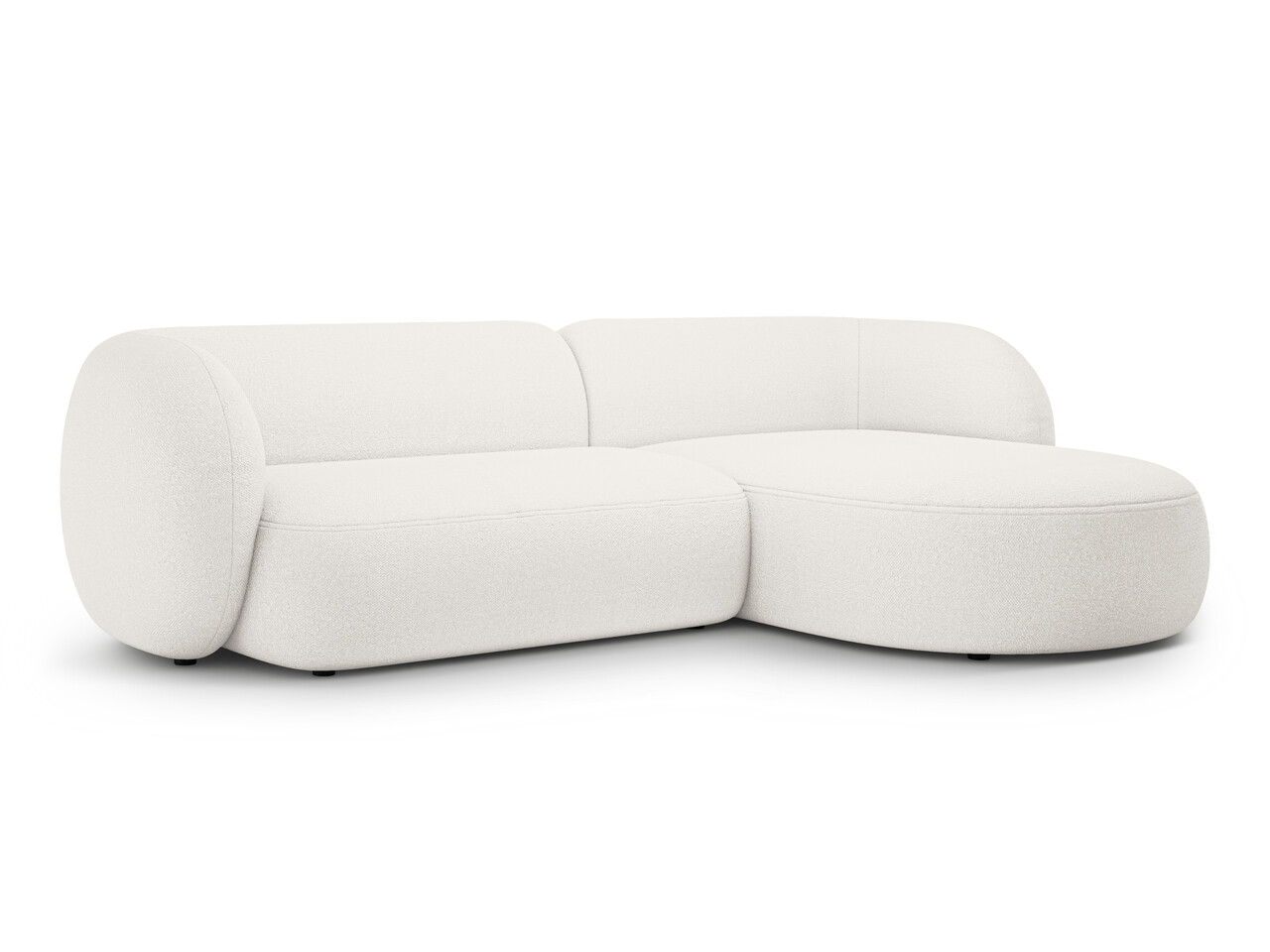 Coltar dreapta 3 locuri, Kate, Micadoni, 285x176x76 cm, tesatura boucle, alb - 2 | YEO