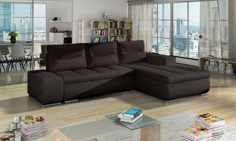 Coltar extensibil dreapta 4 locuri ELTAP, Ov30, Ottavio, 275x180x85 cm, lemn/poliester, maro inchis