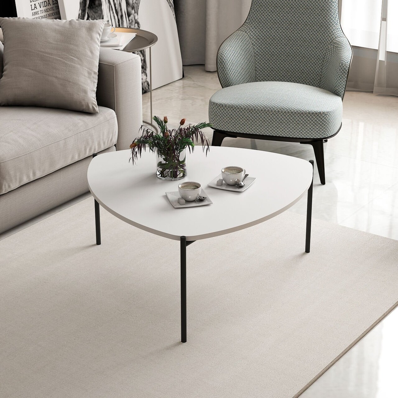 Masuta de cafea, Minerva, Lenny, 90x40x89 cm, PAL, Alb - 2 | YEO