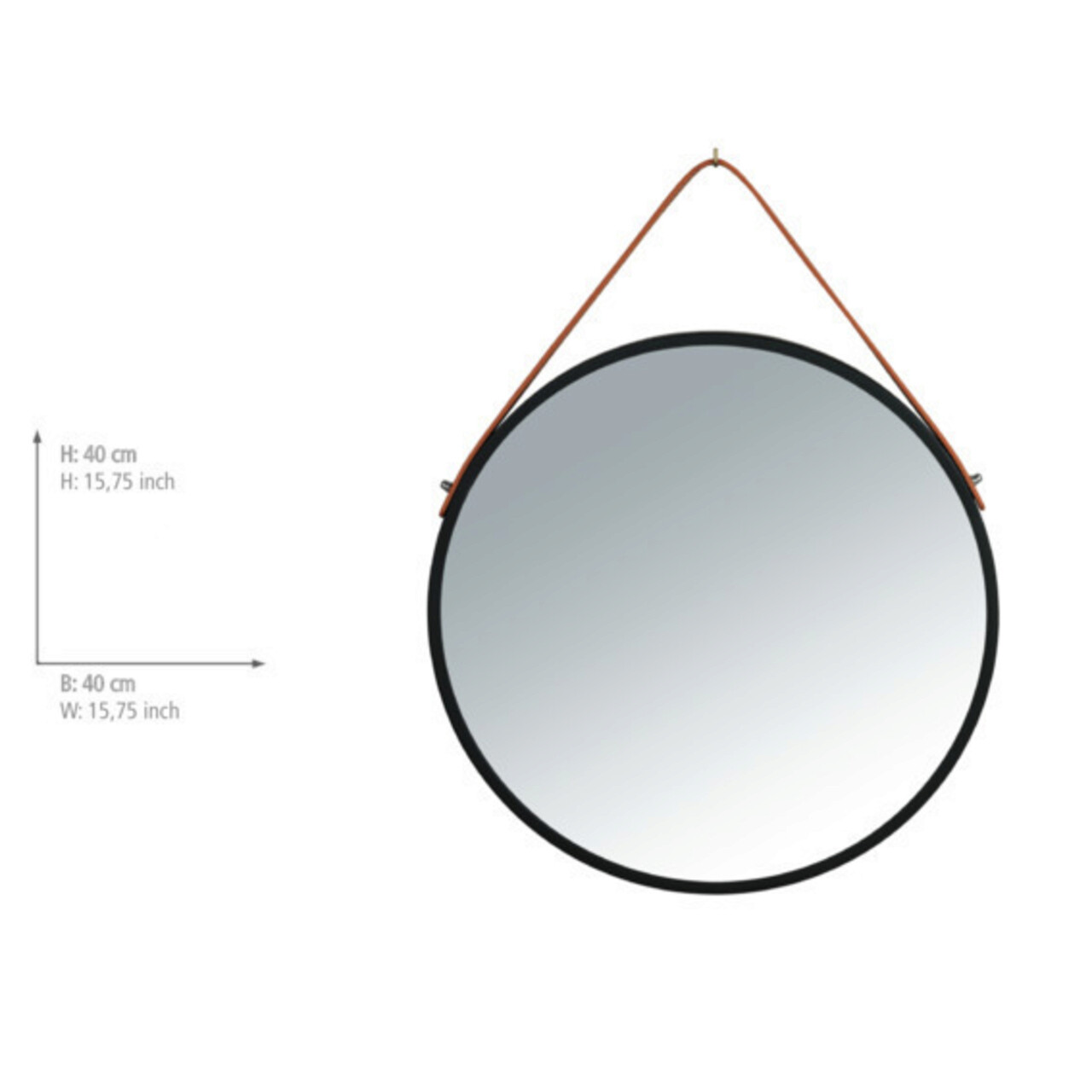 Oglinda decorativa, Wenko, Borrone, Ø 40 cm, fier/sticla, negru/gri - 1 | YEO