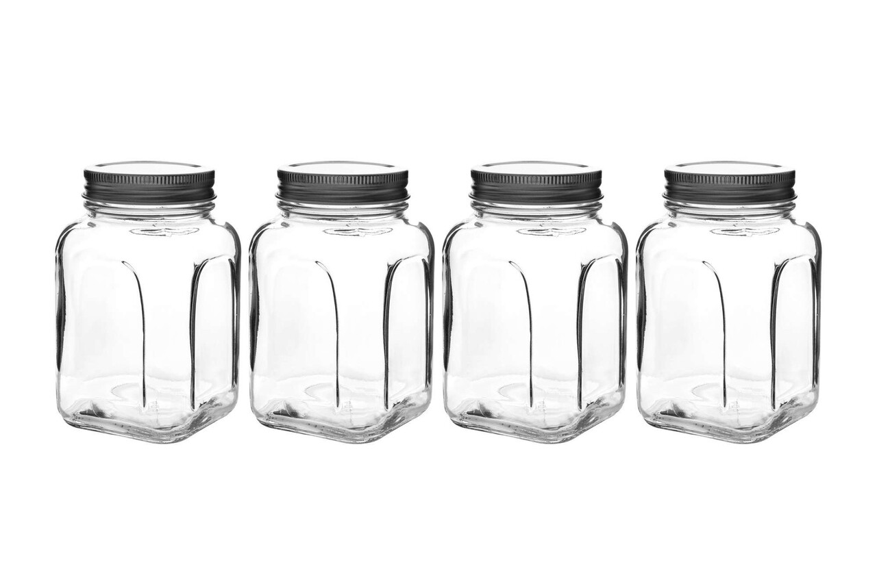 Set recipiente cu capac, Hermia, 238PLN1307, Dimensiune: 8,5 x 8,5 x 14 cm / 660 ml (4 bucăți), Argintiu - view 2