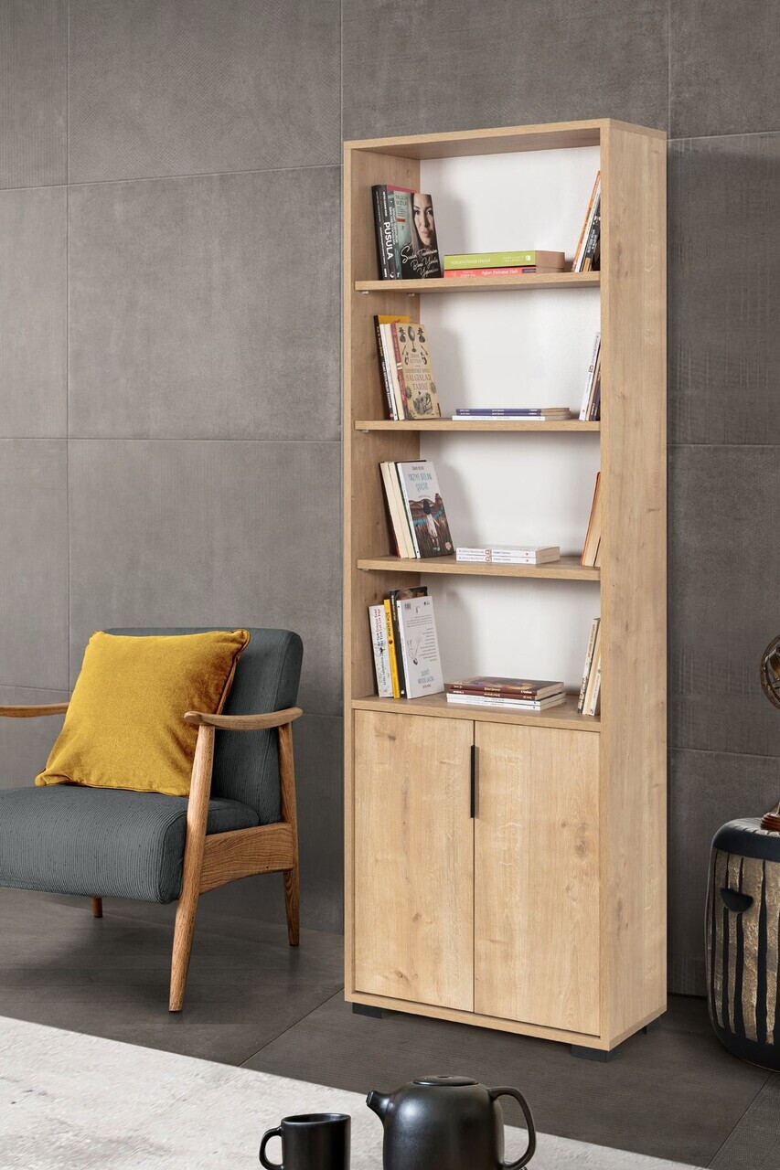 Corp biblioteca, Hanah Home, Evm 8102, 60x187x30 cm, PAL, Maro — imaginea 4