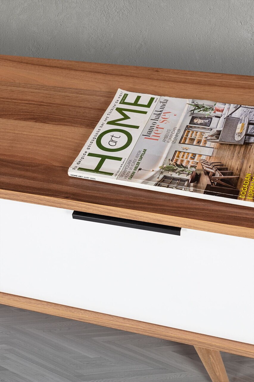 Comoda TV, Hanah Home, Venüs 3344, 130x46x35 cm, PAL, Nuc/Alb — imaginea 6