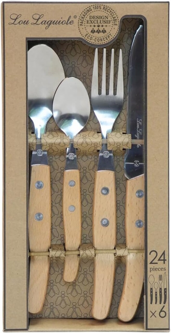 Set tacamuri 24 piese Canopee, Lou Laguiole, 6 persoane, inox 18/0, natur - 1 | YEO